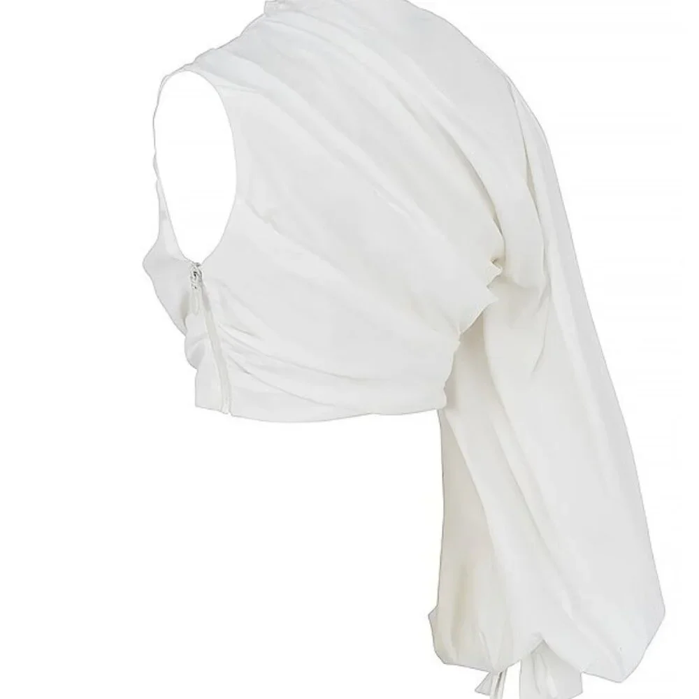 HOUSE OF CB ARTA WHITE COTTON CROPPED TOP SIZE SMALL PRELOVED - Picture 2 of 6